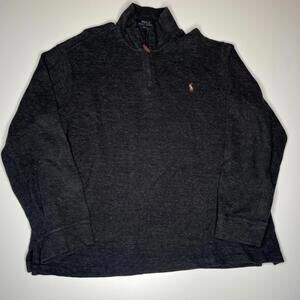 Polo Ralph Lauren Sweater Mens XXL Gray‎ Estate Rib 1/4 Zip Pullover Casual Pony
